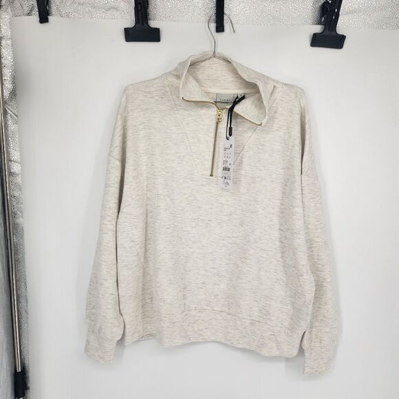 Varley Tops - Varley Off-White Medium Hawley Half Zip Sweatshirt NWT